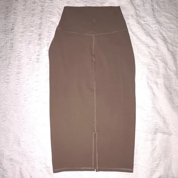NWT New Lululemon Nulu™ Slim Fit High-Rise Midi Skirt Taupetastic Brown Pencil 4 - Picture 10 of 14